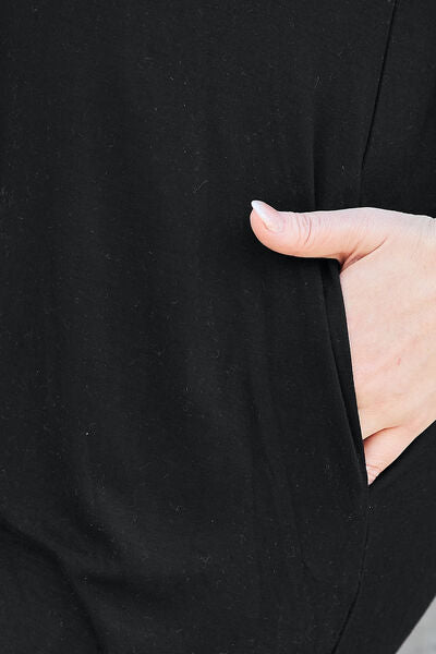 Round Neck Short Sleeve Dress with Pockets