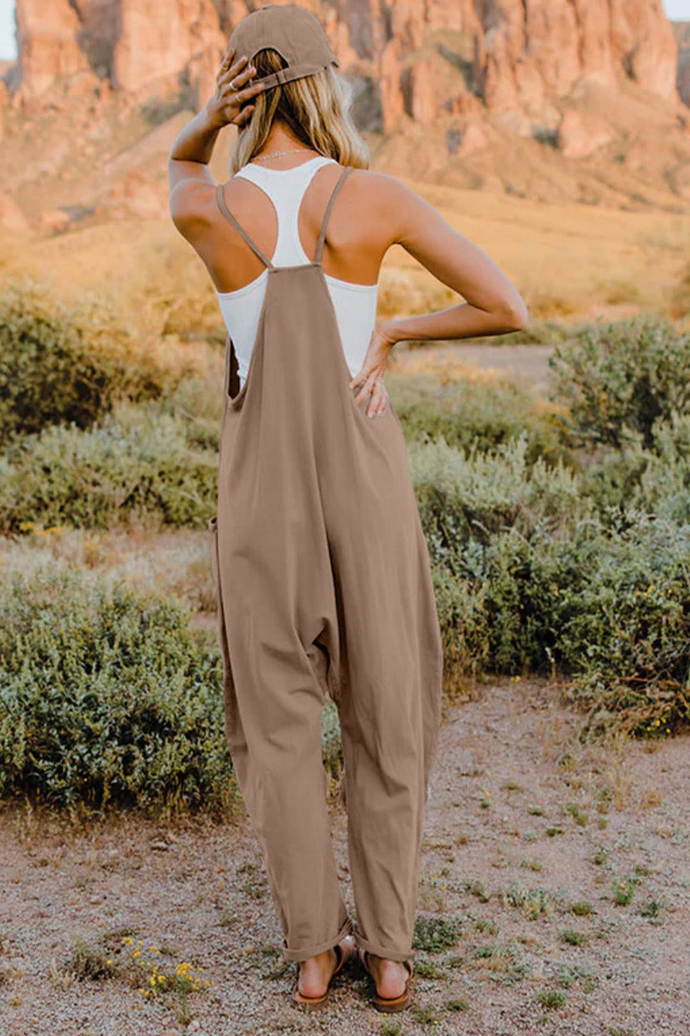 V-Neck Sleeveless Jumpsuit with Pockets